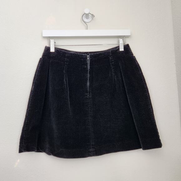 Vintage 90s Clothes Circuit Black Corduroy Mini Skirt High Waisted Whimsygoth 2 - Picture 5 of 8
